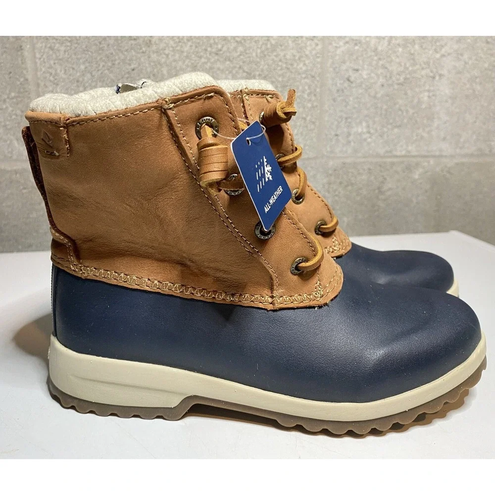 Sperry Women's Maritime Repel Thinsulate Tan/Navy Snow Boots STS82664 Size‎ 5M